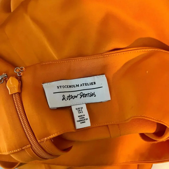 & Other Stories Orange Asymmetrical Midi Skirt - Picture 6 of 7